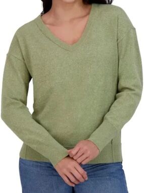 SOFT Lucky Brand Women's V-Neck Sweater in Sage Green M Olive